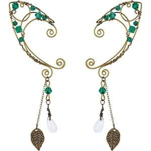 Fairy Elf Ear Cuffs Handmade Bronze Vintage Drop Dangle Wrap Costume Jewelry